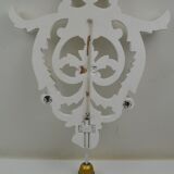 Pair of white patinated wood wall lamps