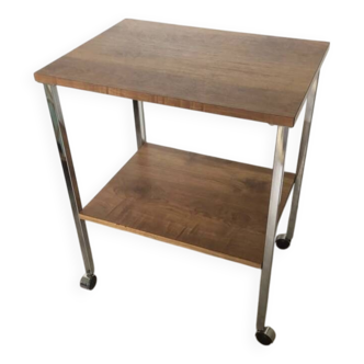 Desserte vintage en bois et chrome