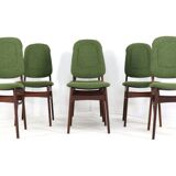 Ensemble de 6 chaises de salle à manger en teck hollandais design vintage