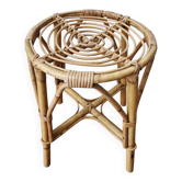 Tabouret vintage en rotin style bohème rétro - Années 1950/1960 -