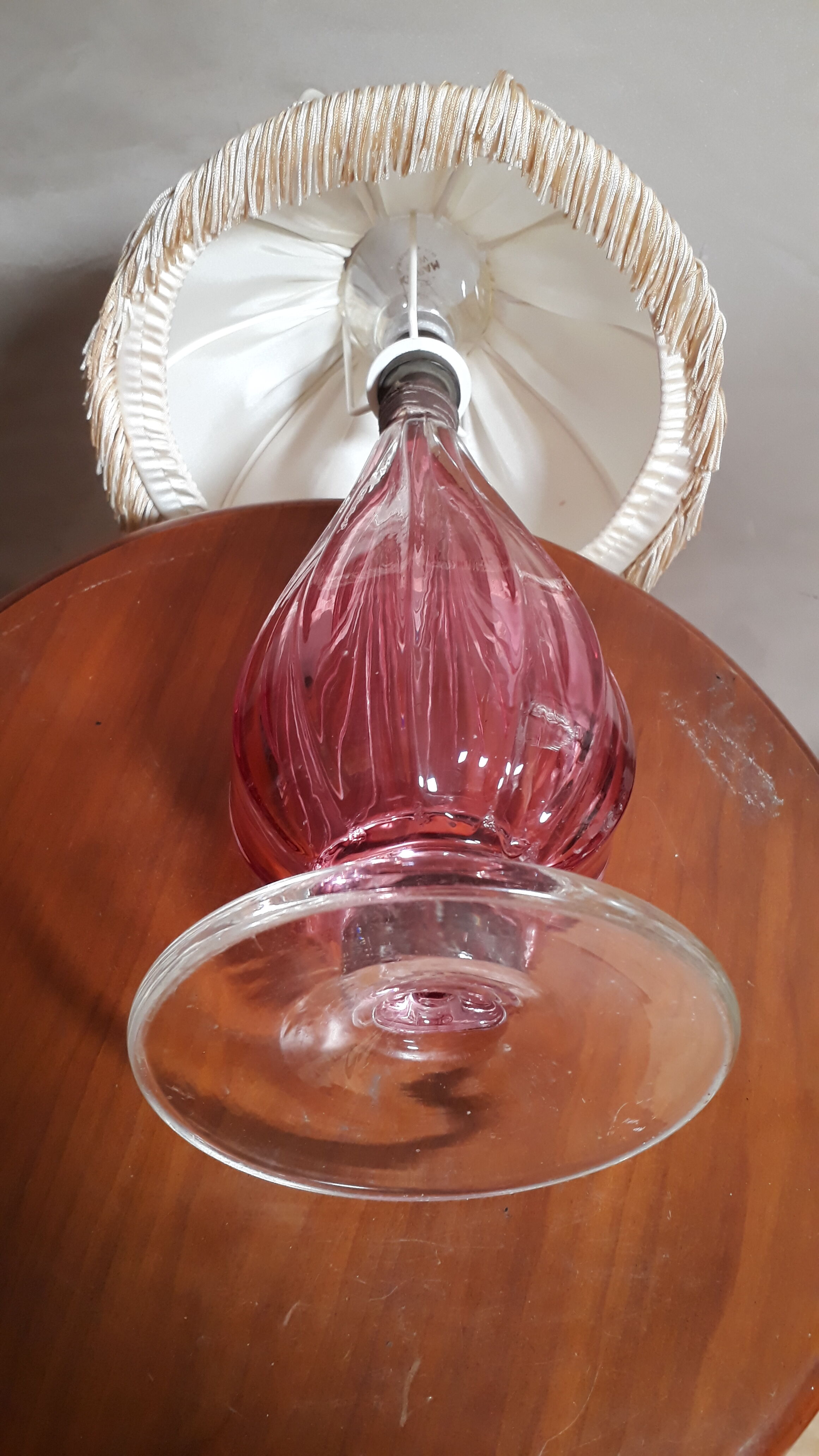 murano lamp glass blown pink Italy 1950 a 60