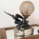 Limousin art deco night light with seagull decoration
