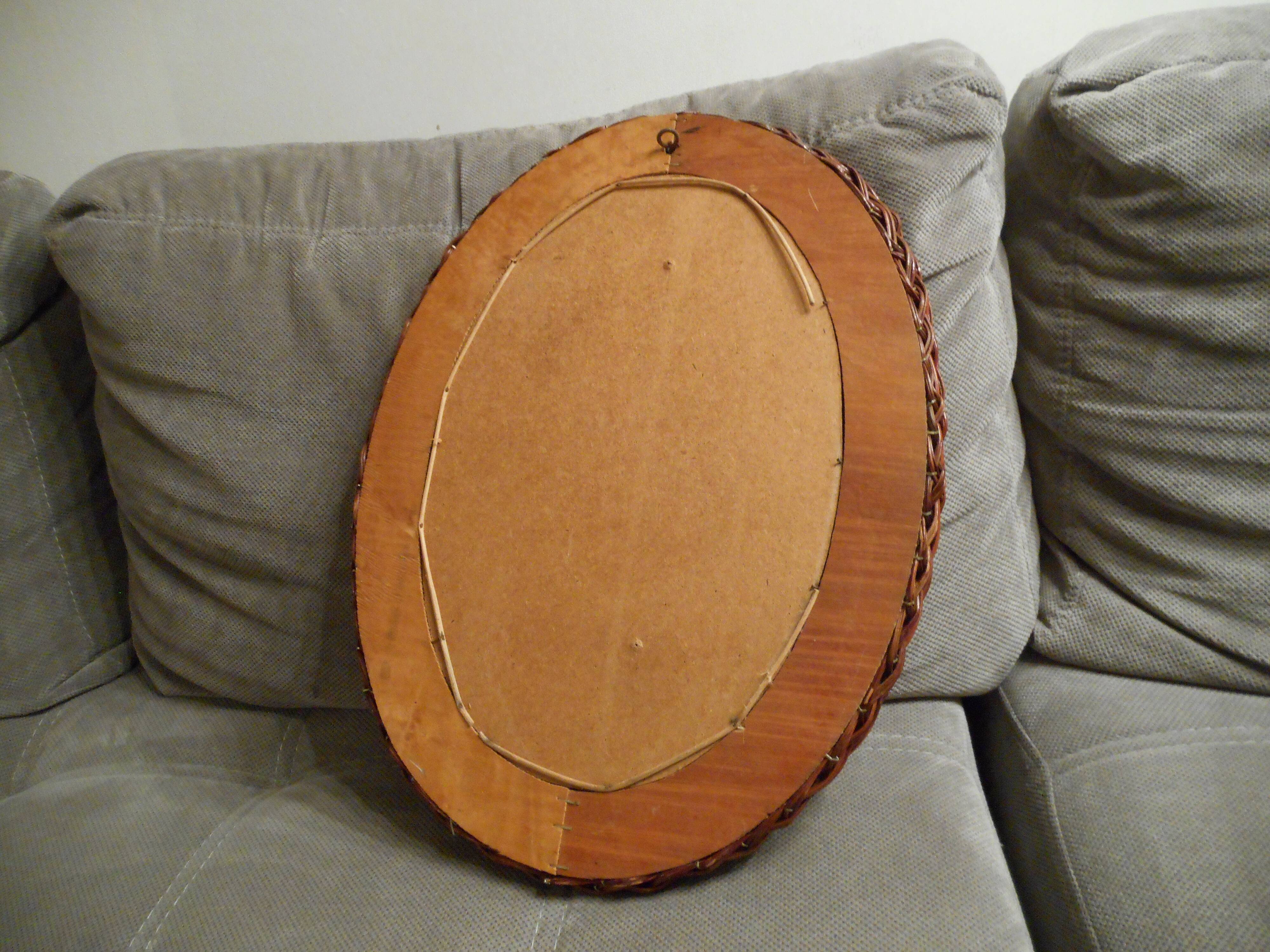 Mirror rattan oval 50x 37cù