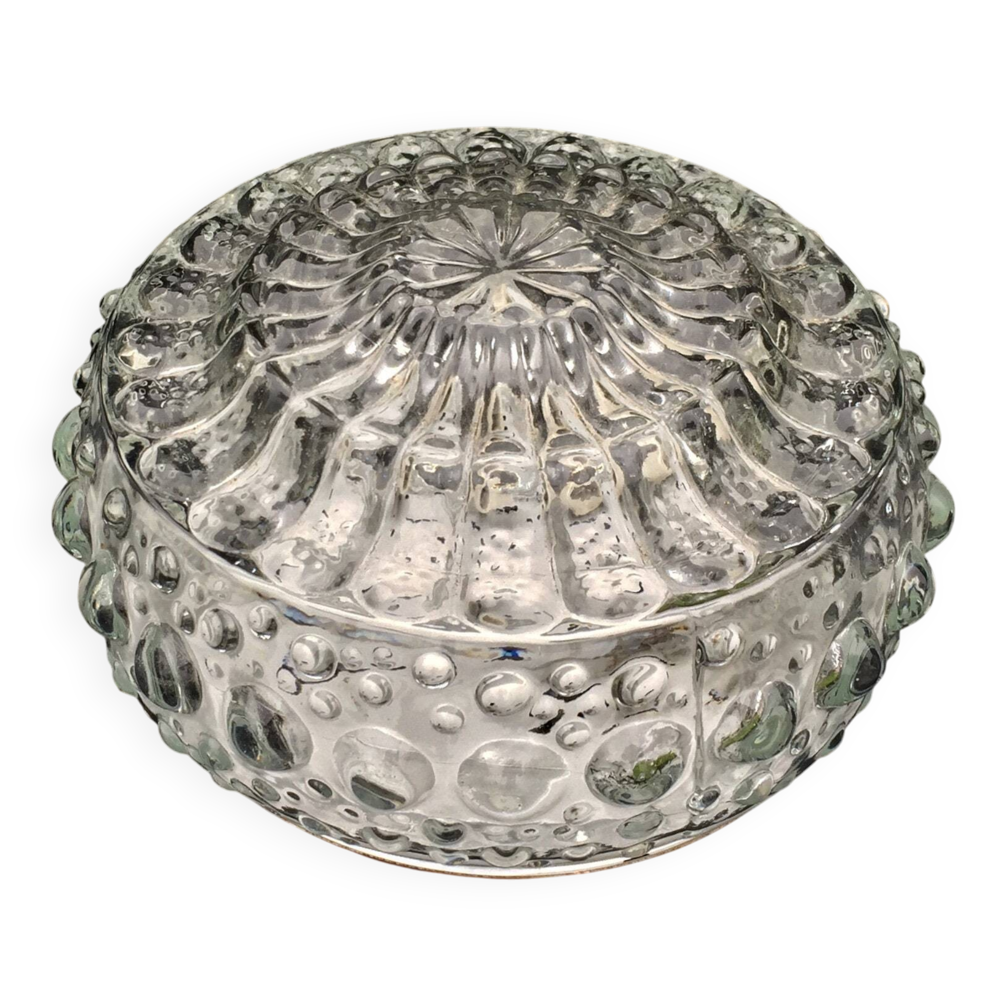 Round ceiling light or wall light in molded glass