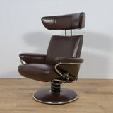 Ergonomic Lounge Chair with Ottoman Model from Ekornes Stressless, 2000s, Set of 2