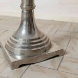 XXL Vintage Art Deco Candlestick in Silver Chrome-Plated Brass, Italy 1930s