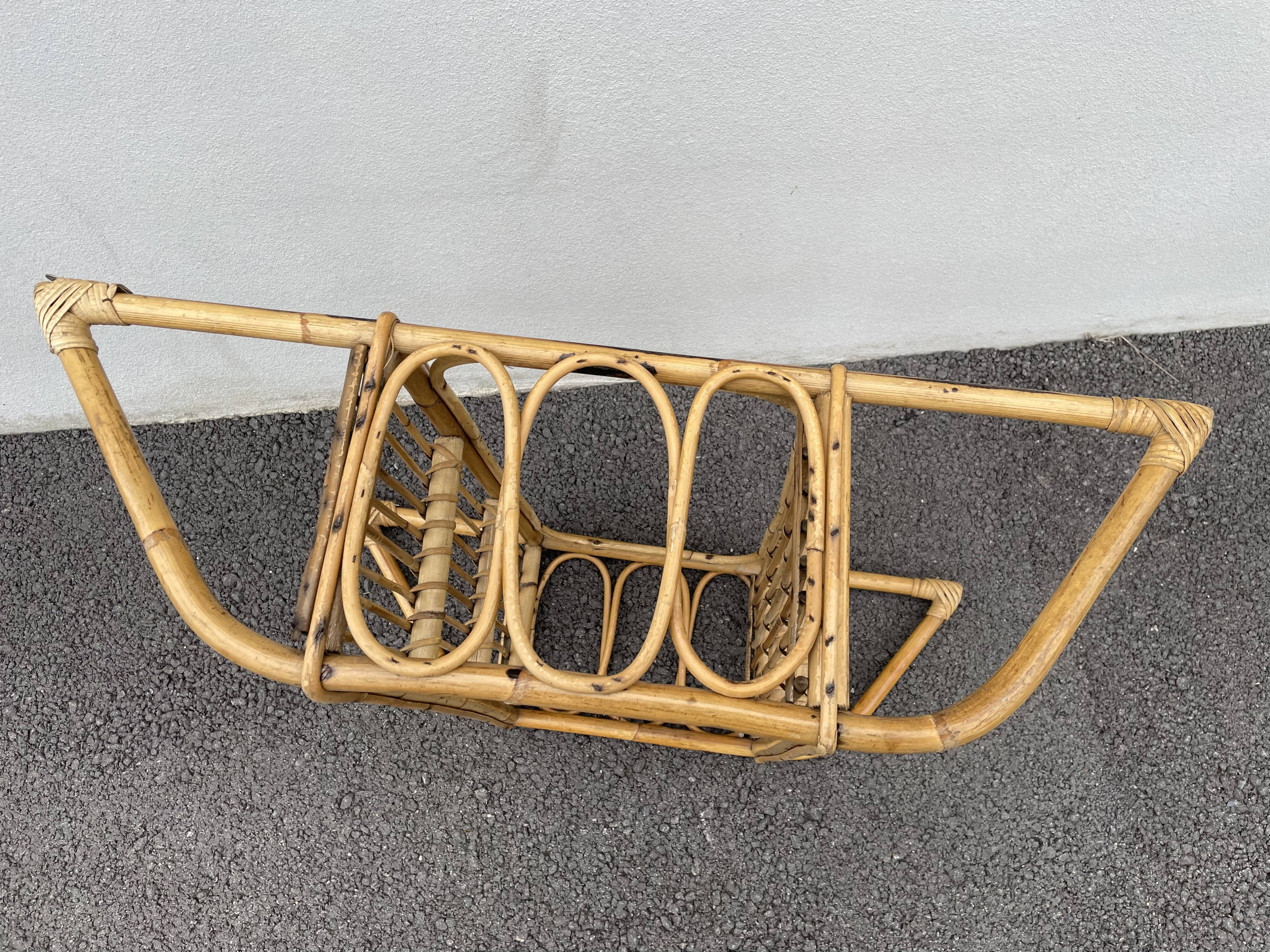 Vintage rattan wall shelf