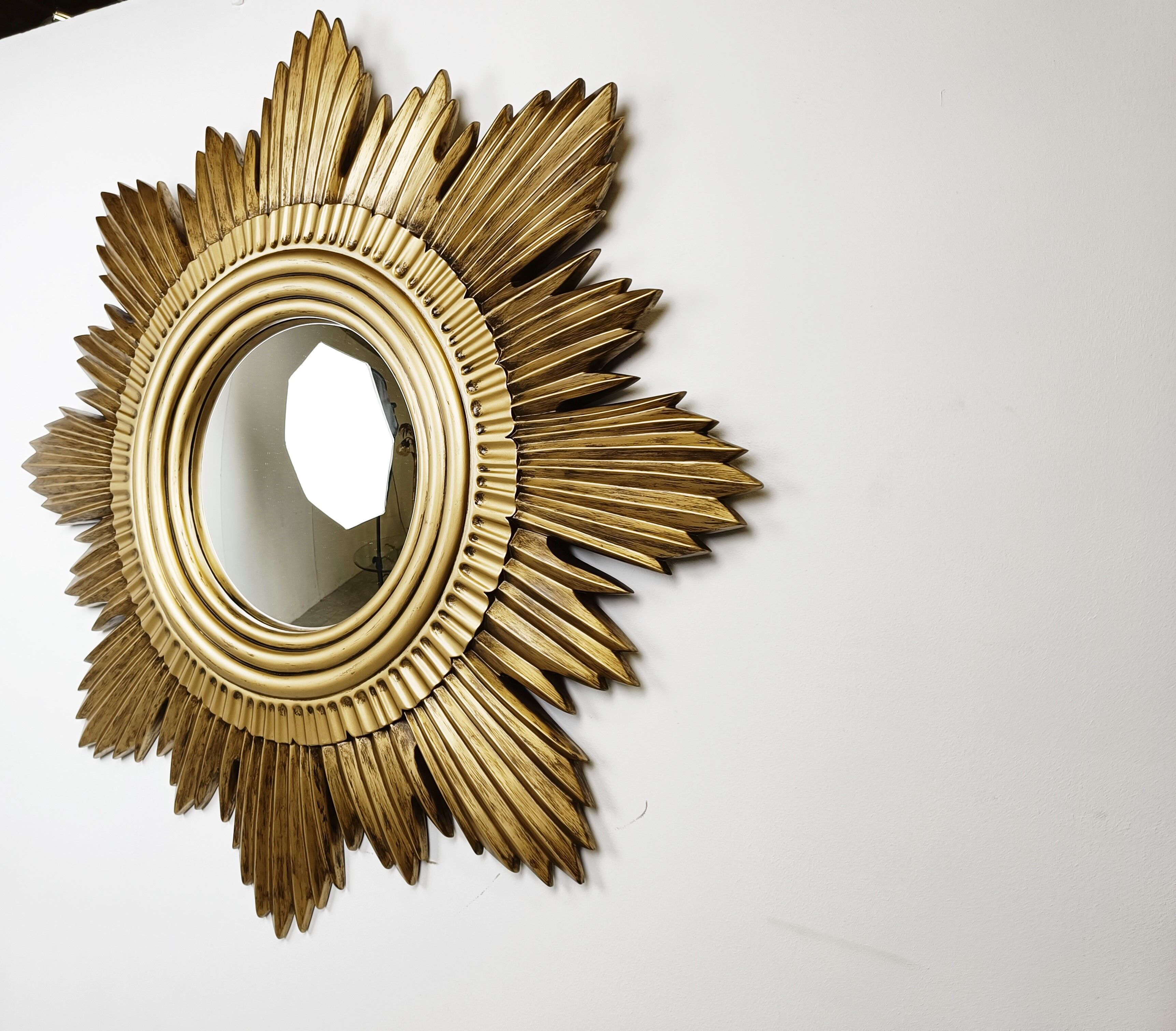 Vintage golden sunburst mirror, 1960s