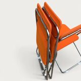Framar folding chairs orange felt 1970