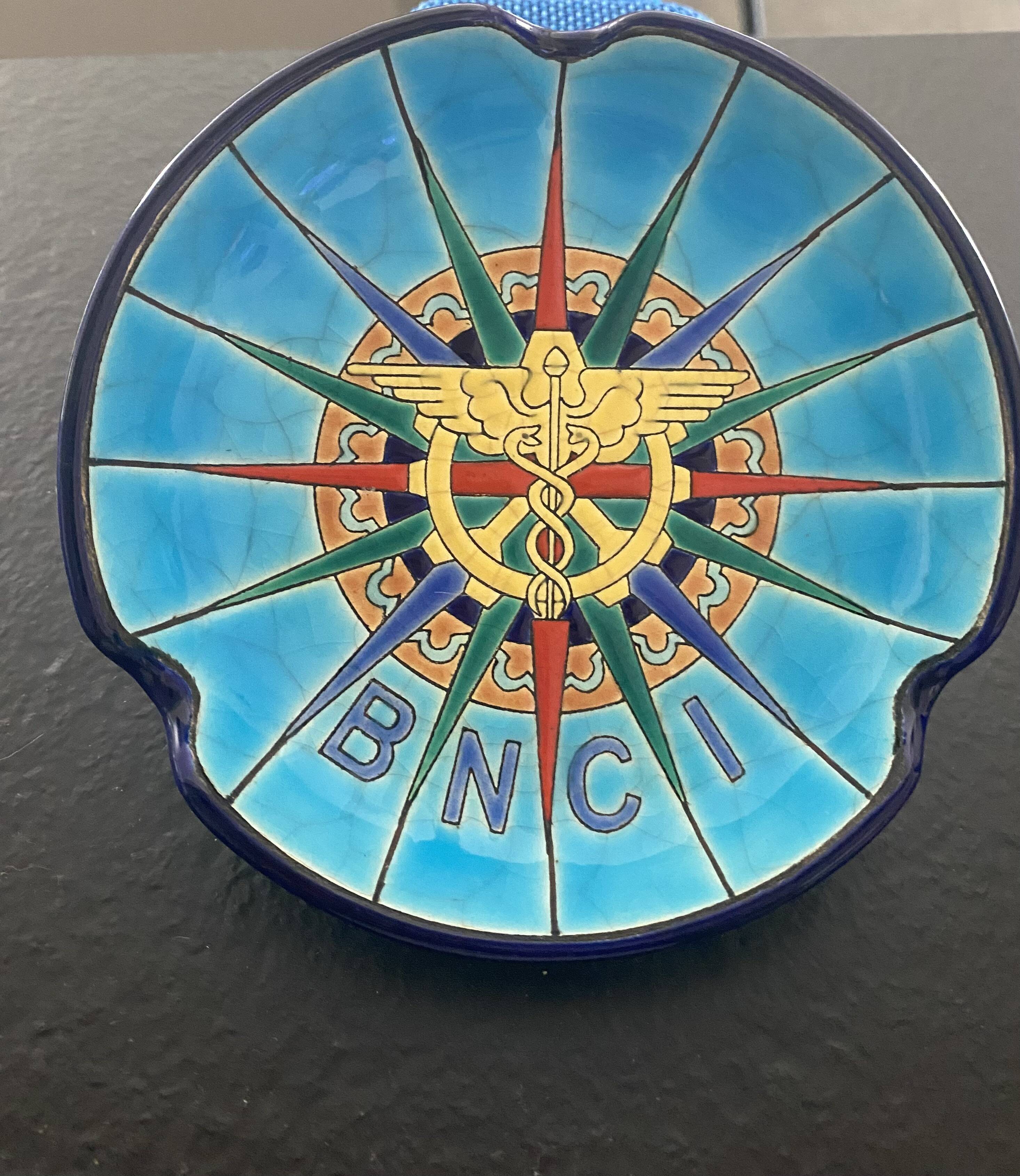 Longwy Enamels – Vintage BNCI Ashtray in Glazed Earthenware – 13 cm