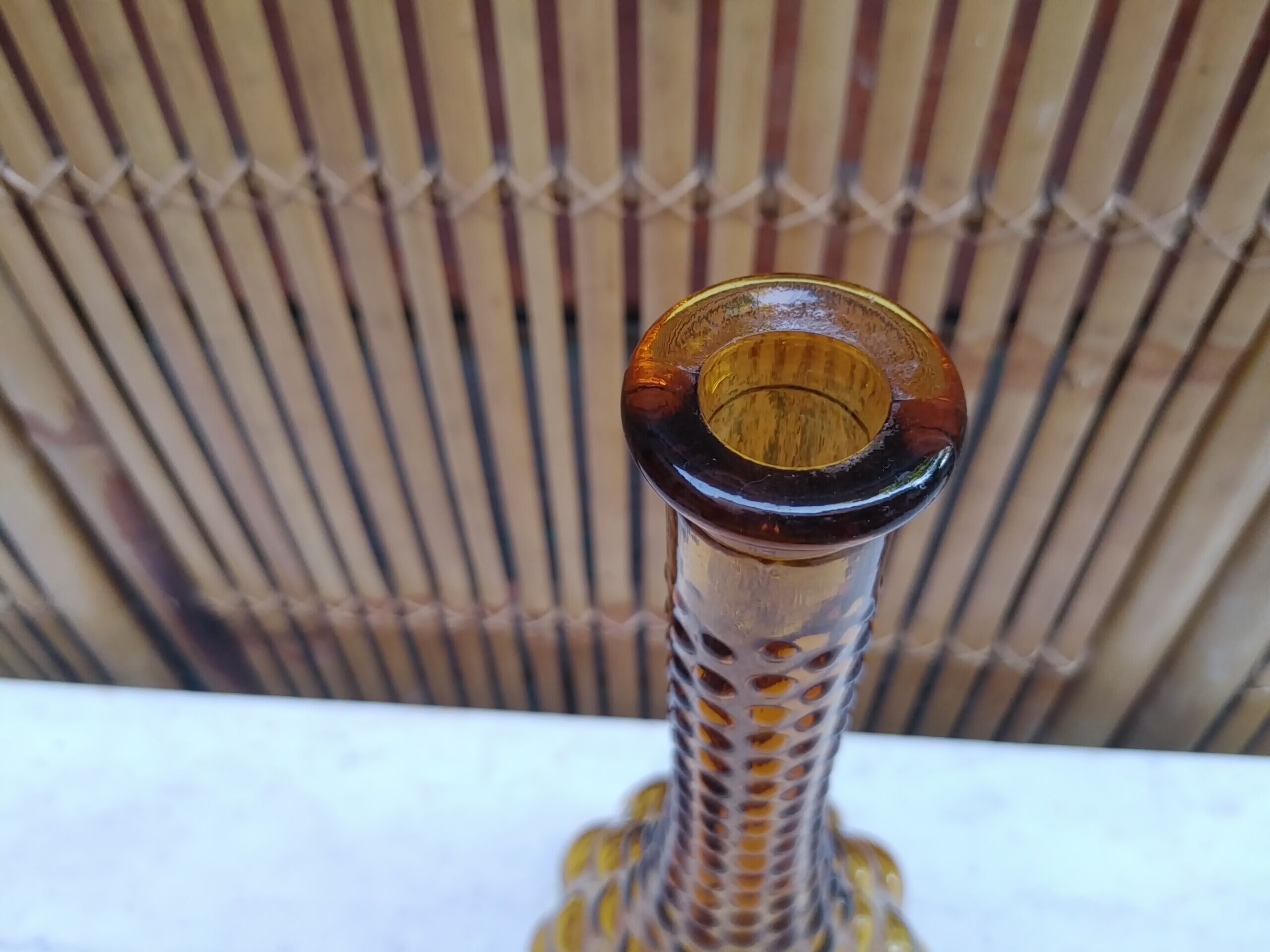 Amber soliflore vase, vintage from the 70's - H 34 cm