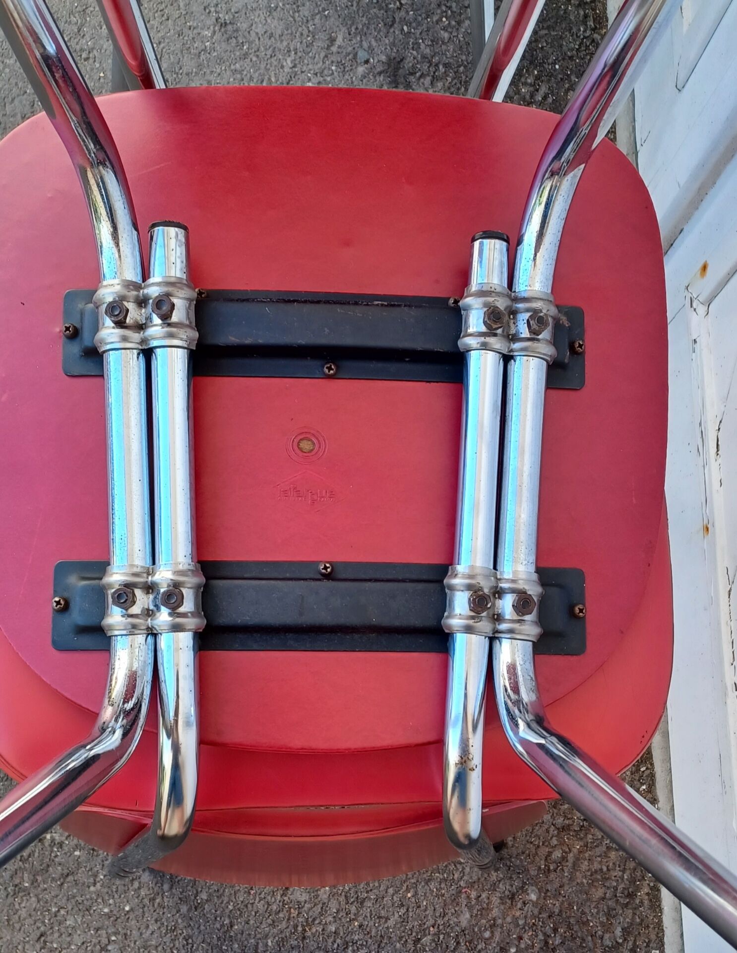 4 vintage Lafargue kitchen chairs in faux leather and chrome