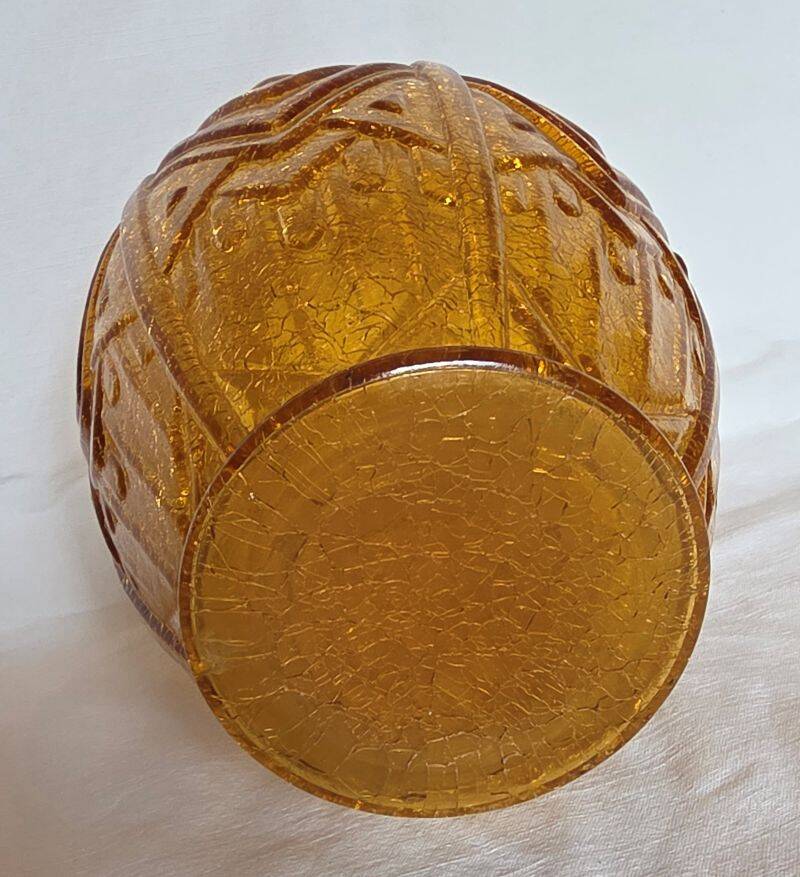 Art Deco Vase in Cracked Amber Crystal