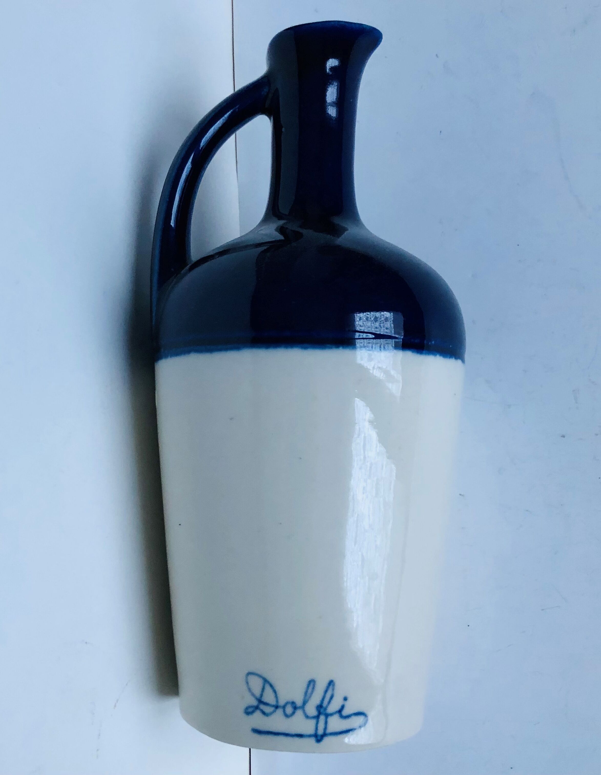 Pitcher in glazed stoneware signed Dolfi