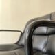 Black leather office chair and armrest by Charles Pollock for Knoll International