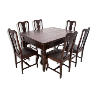 Antique table with chairs, Western Europe, around 1920