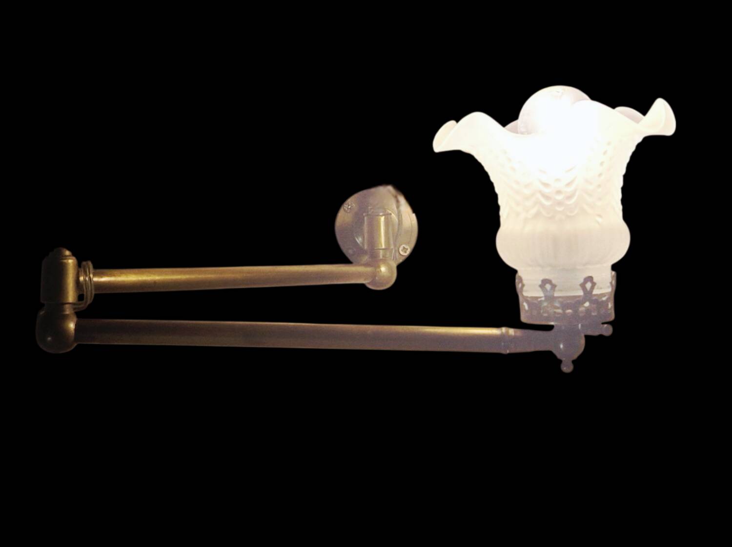 Vintage Brass and Molded Frosted Glass Articulated Wall Sconce - Style A