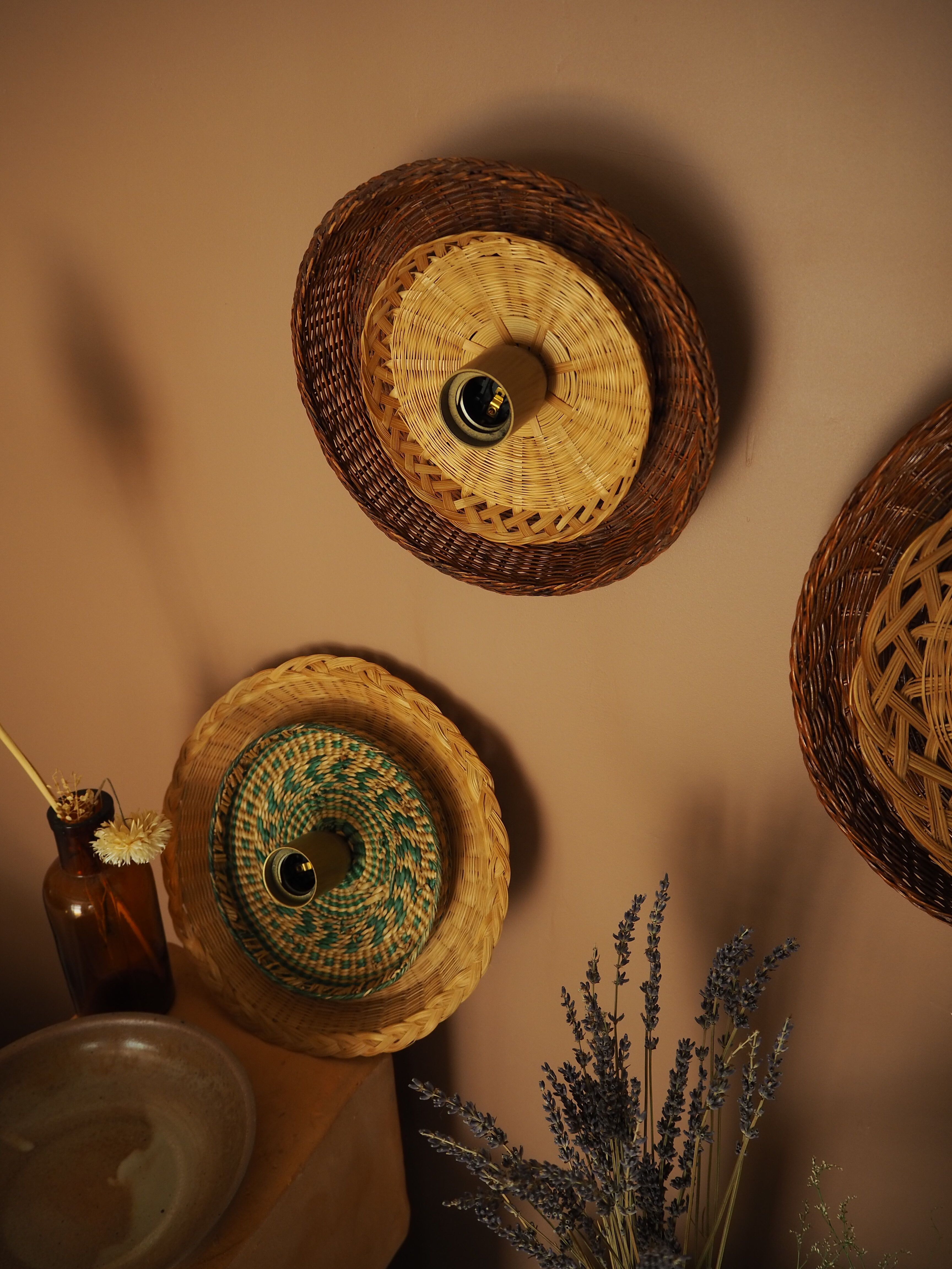 Wicker wall lamp - unique basketry pieces