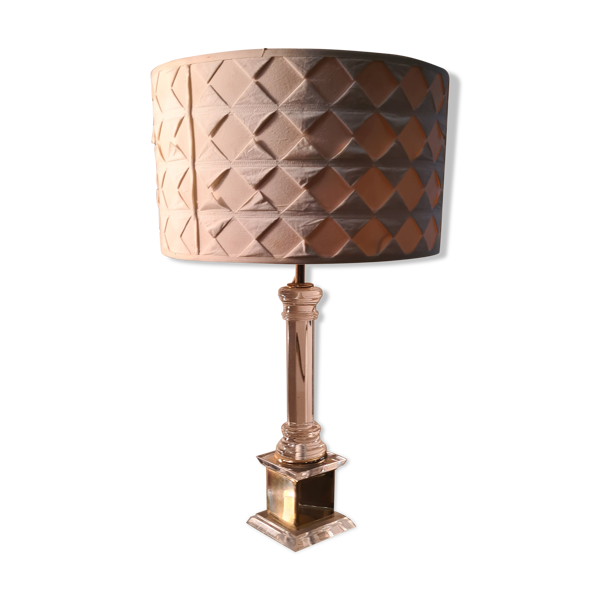 Lampe de salon plexi et laiton desing italien et abat jour deluxe 58x35