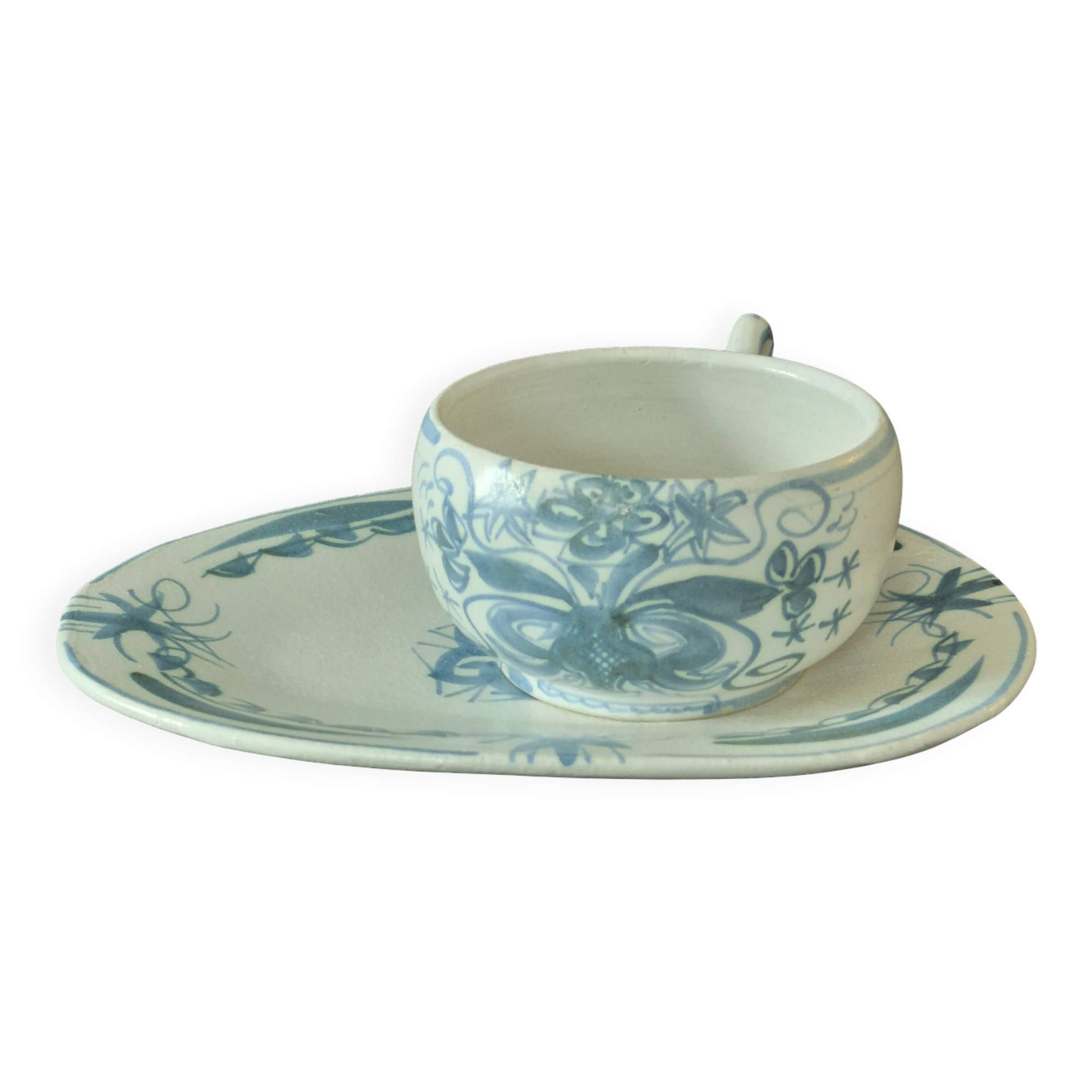 Breakfast cup "selfish" in glazed stoneware Quimper Keraluc A031-1