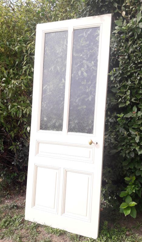 Old translucent glass communication door 82.5x214.2cm