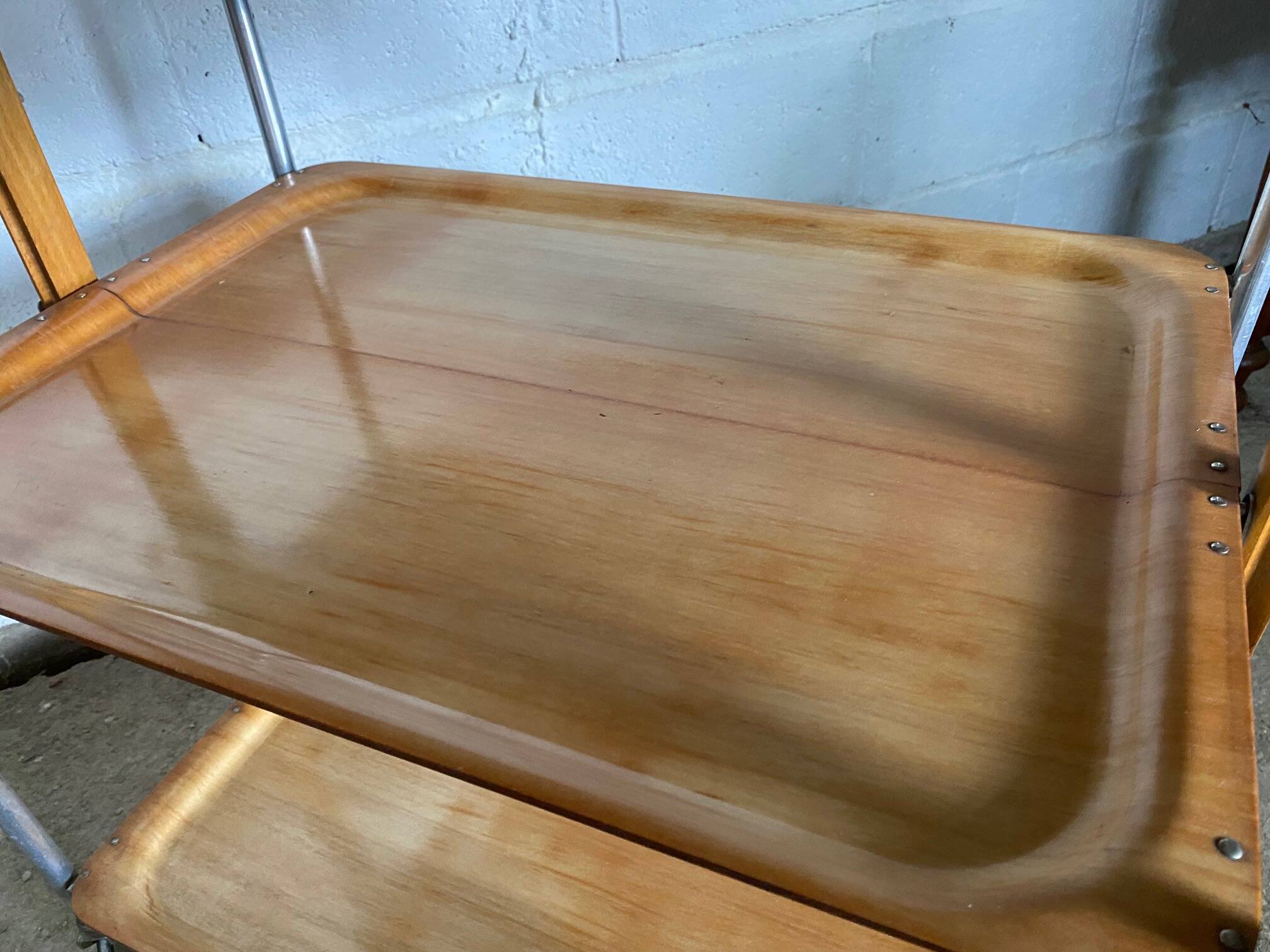 Vintage 1960s folding bar trolley on wheels