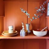 White Parisian wardrobe and terracotta