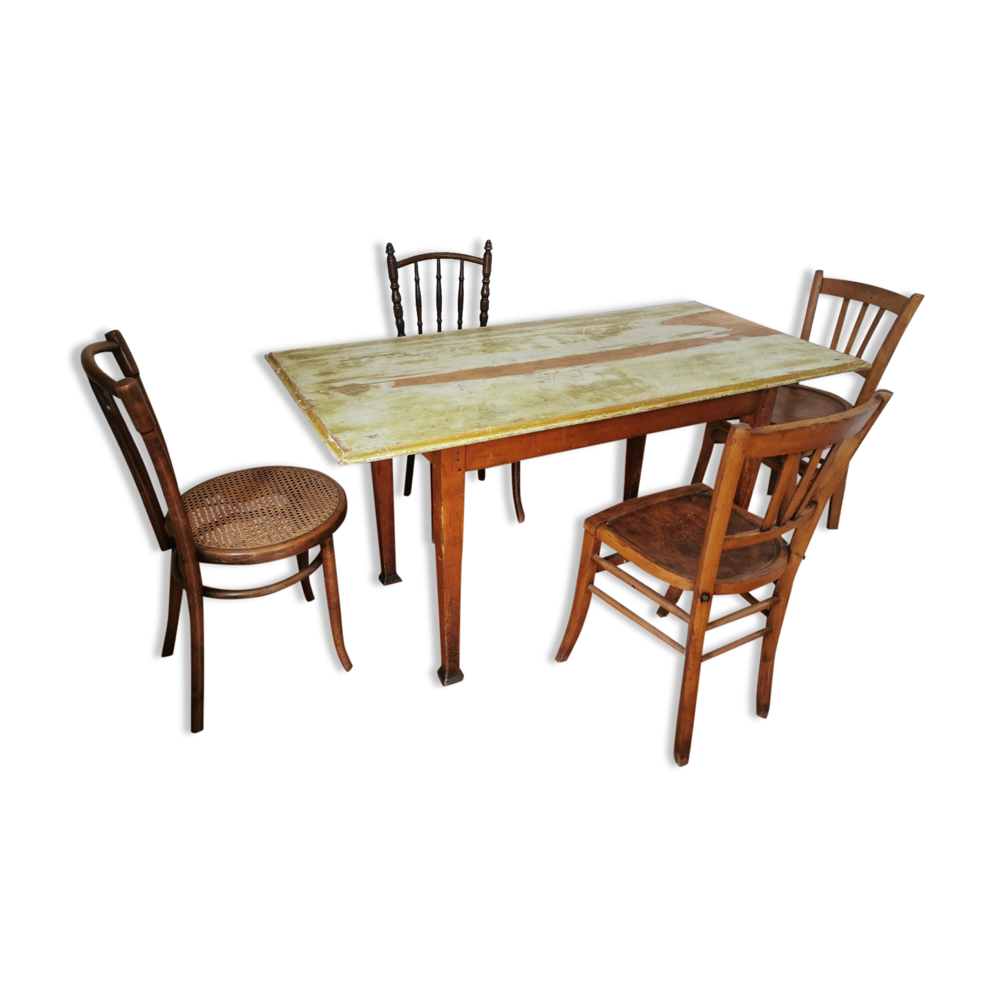 Set table and chairs bistro antique