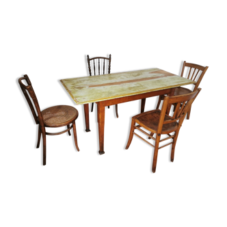 Set table and chairs bistro antique