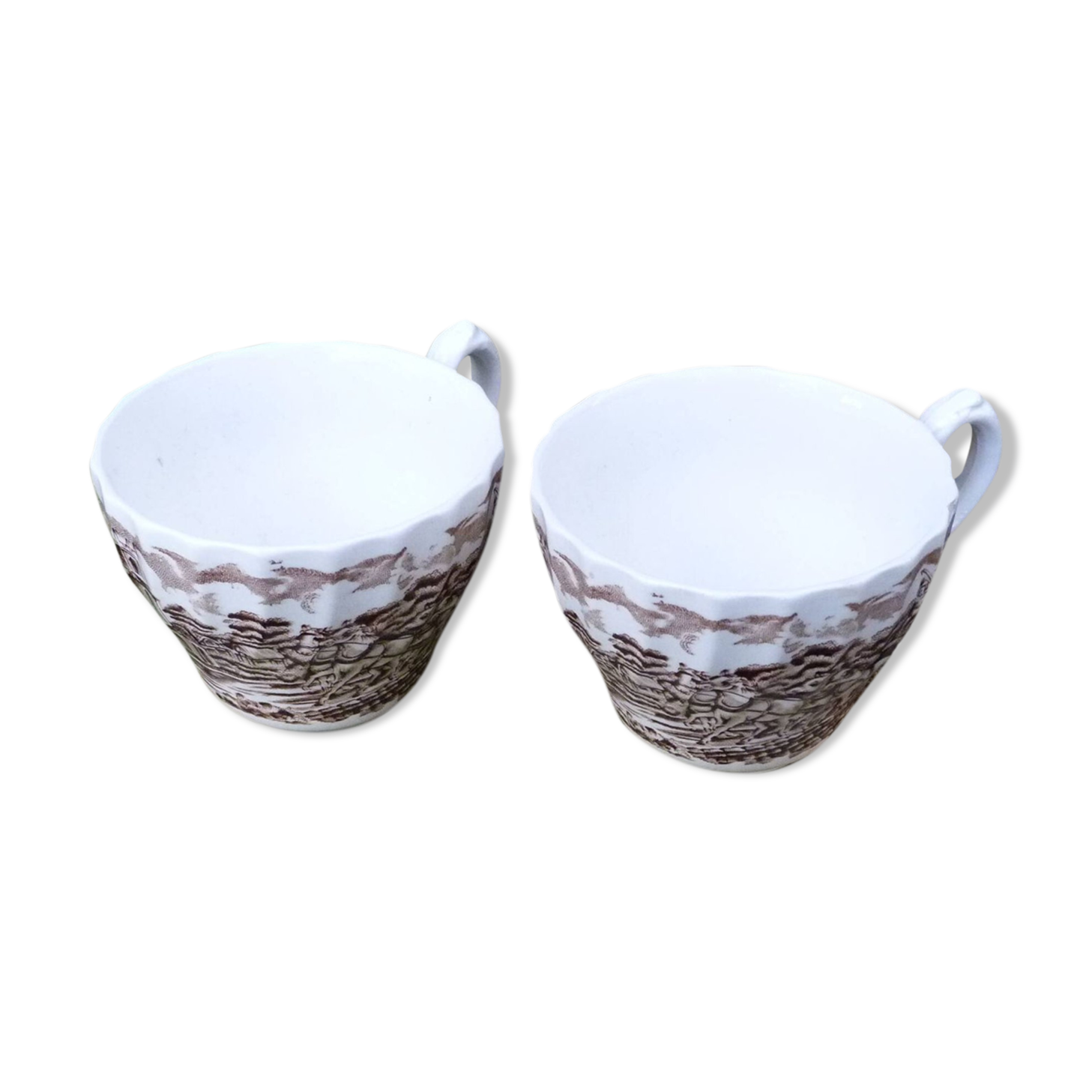 Set of 2 English porcelain cups with horse motifs