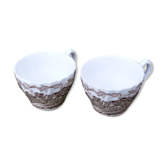 Set of 2 English porcelain cups with horse motifs