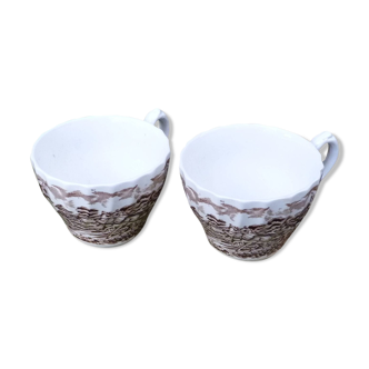 Ensemble de 2 tasses en porcelaine Anglaise motifs chevaux