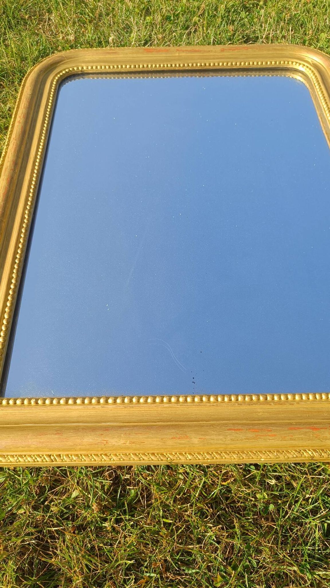 Miroir Louis-Philippe ancien doré patiné