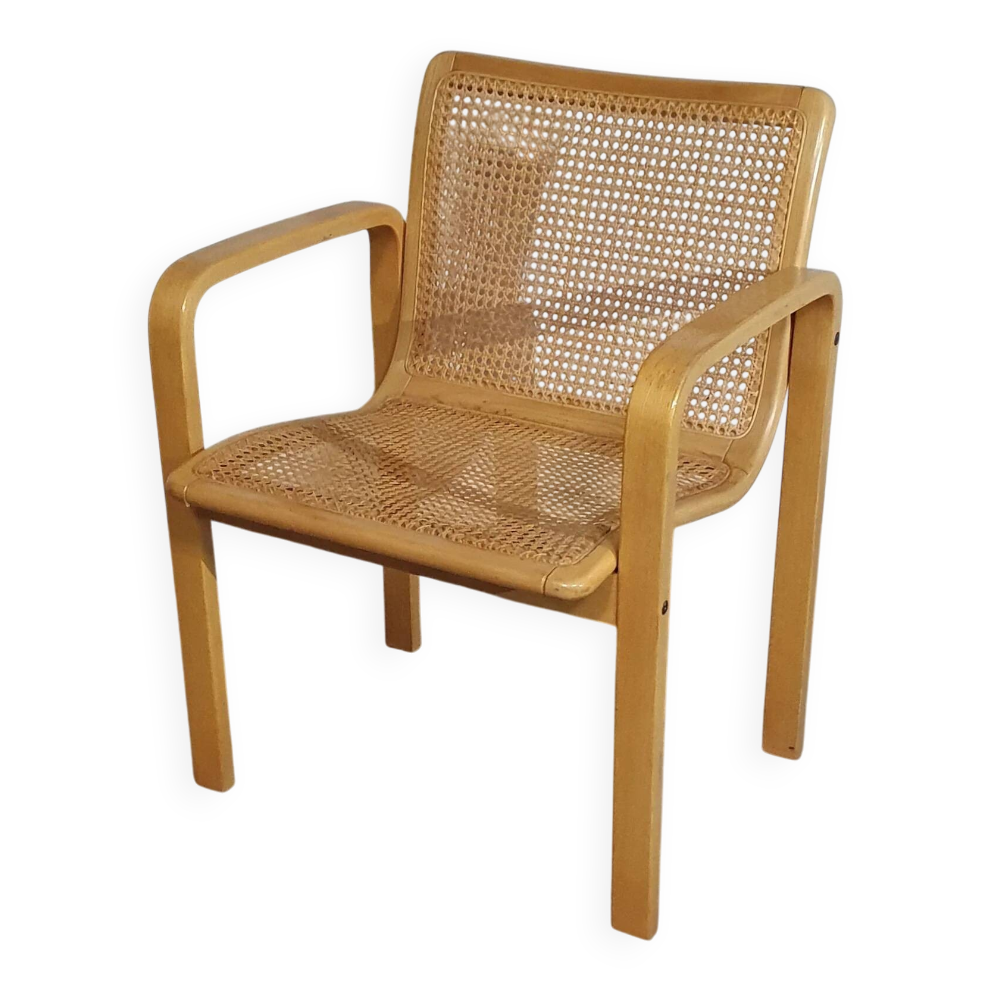 Beech wood and webbing side chair by Olivo Pietro, Italy, 1970s