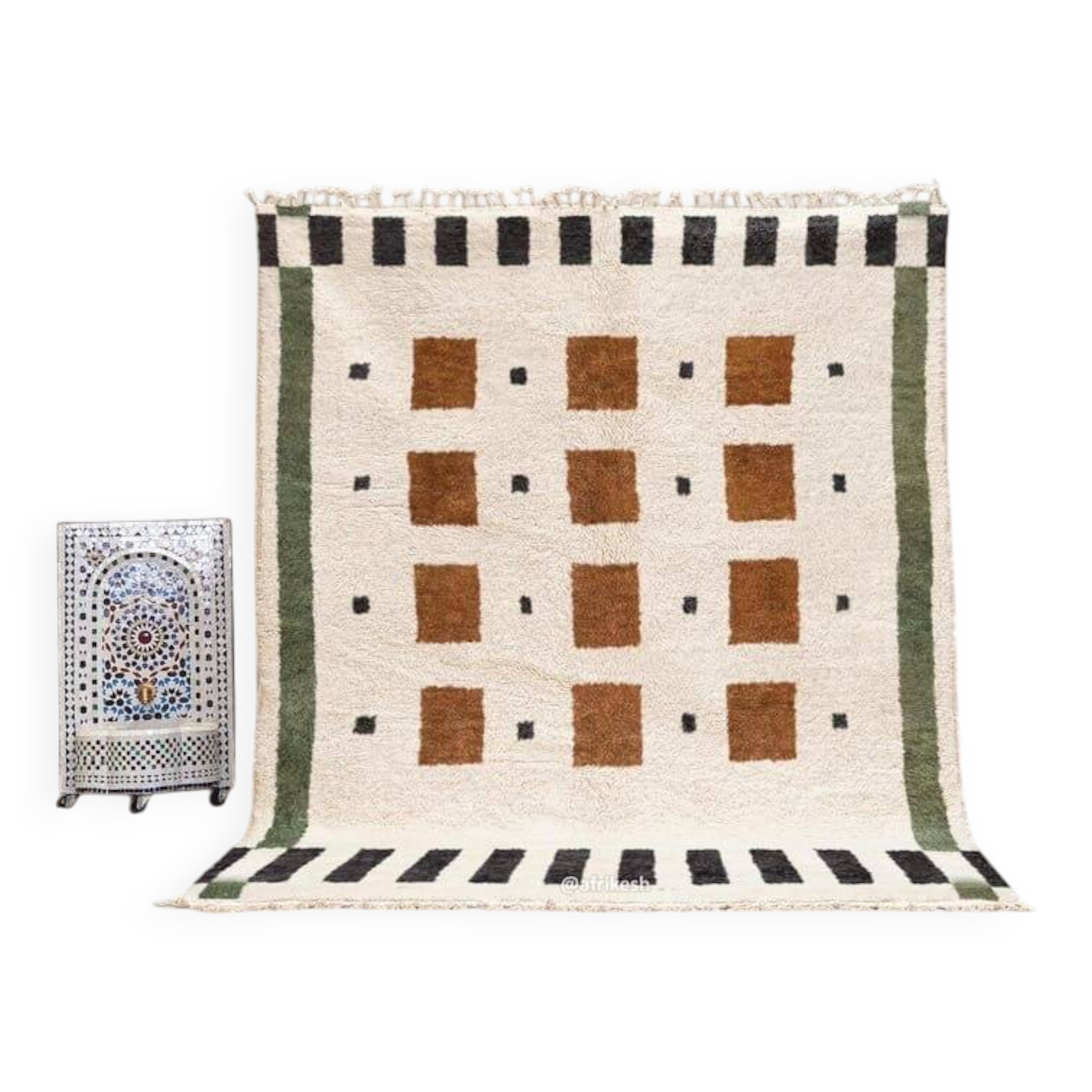 Handmade pure wool rug, traditional size 200 x 300 cm.