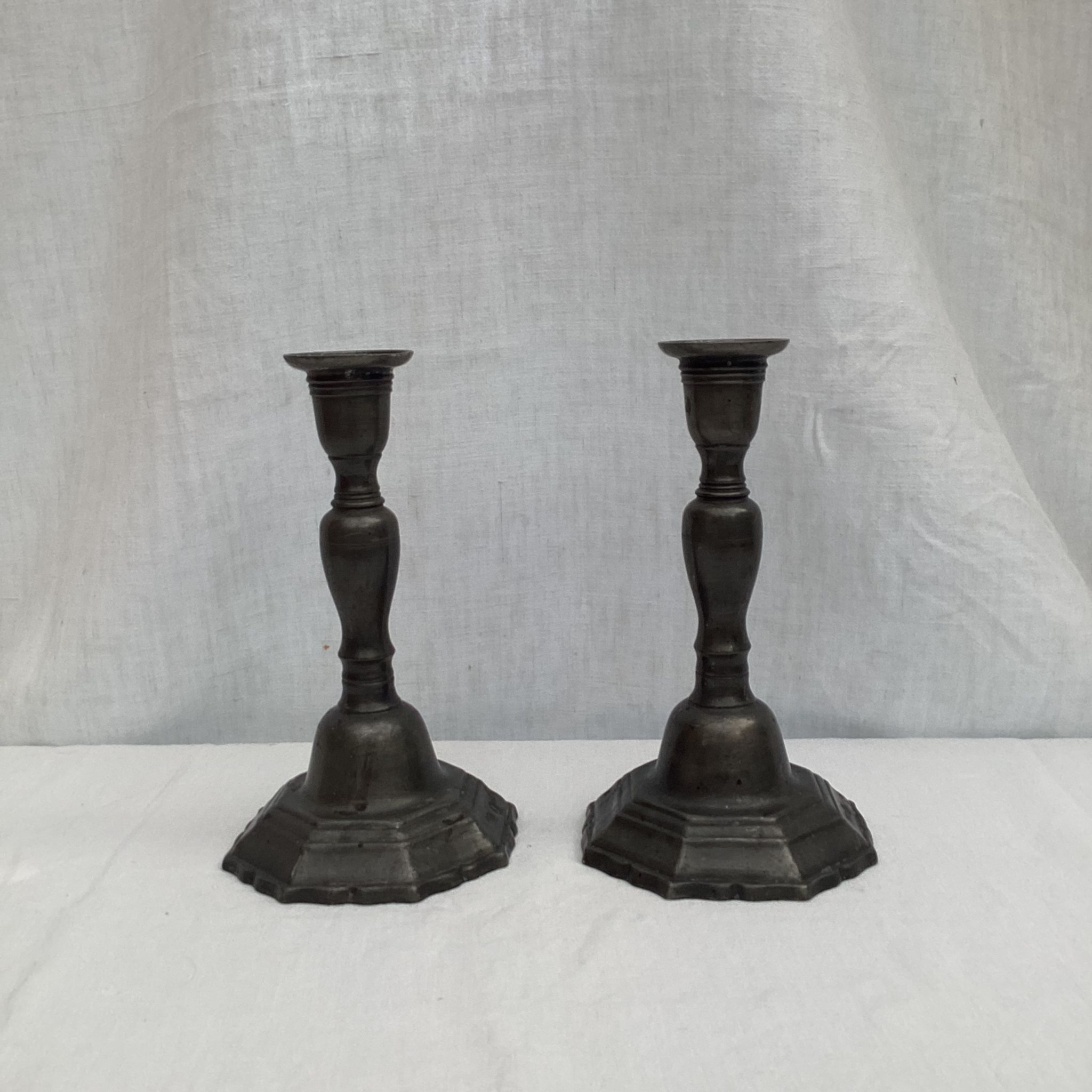Pair of vintage stamped brass candlesticks