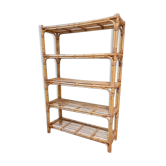 1950s bamboo shelf in vintage rattan