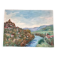 Oil painting on canvas castle signed vintage