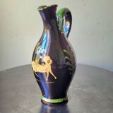 Vintage ceramic vase, terracotta, ethnic chimera, naive art.