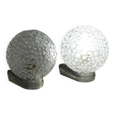 Paire d'appliques vintage space age verre bulle 1970s