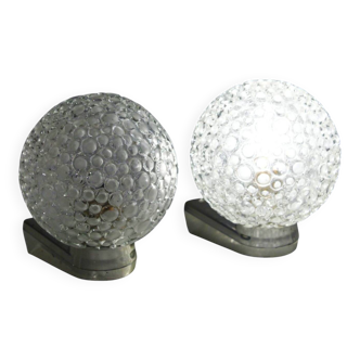 Pair of vintage space age bubble glass wall lights 1970s