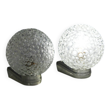 Paire d'appliques vintage space age verre bulle 1970s