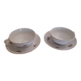 Breakfast set in white porcelain with floral decoration, 1930s.