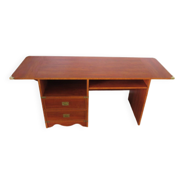 Elegant, functional Gautier desk - Large drop-leaf top - 2 drawers - Sliding shelf - 1990s