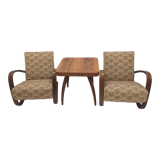 1960 2x Halabala Armchairs H 269 and spider table, Czechoslovakia