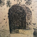 Painting Saint Paul de Vence, the old fountain, 20th century