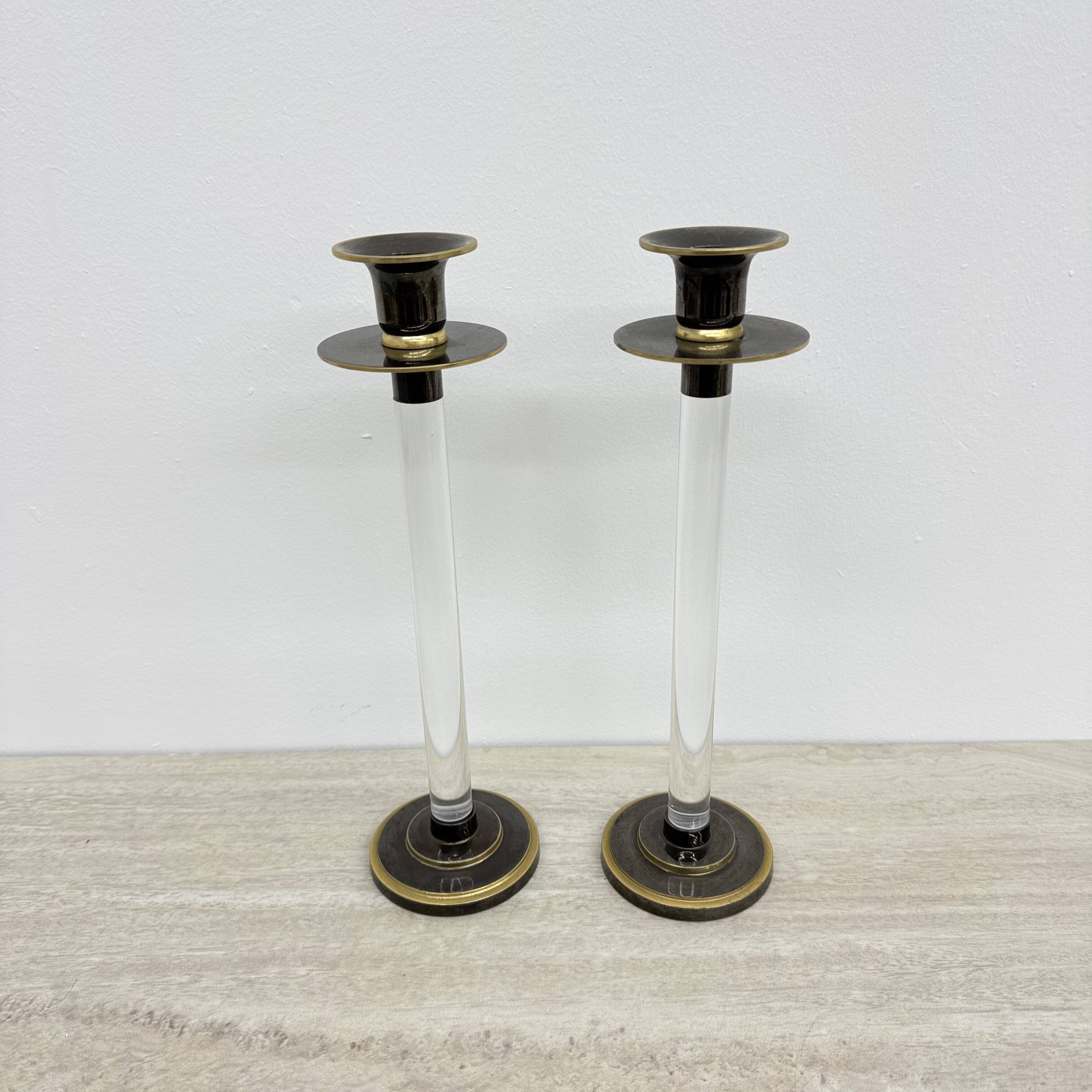 Set of 2 Caravell lucite candle sticks, 1970’s