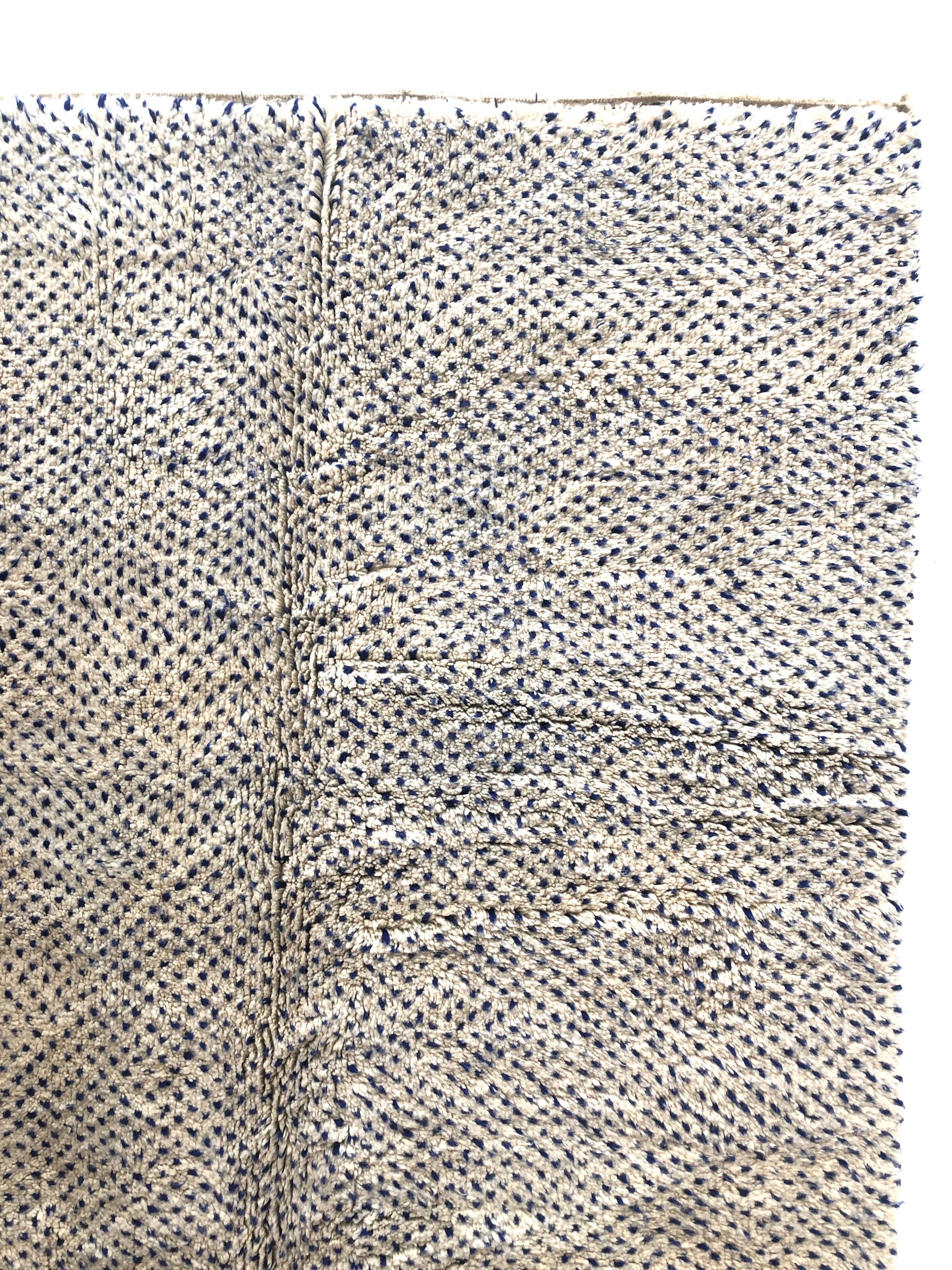 Moroccan Berber carpet Beni Ouarain speckled majorelle blue 3,01x2m