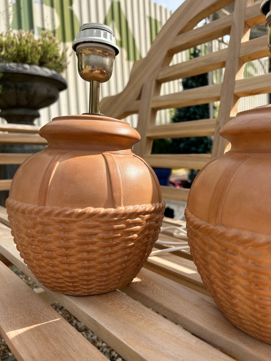 Pair of vintage terracotta lamps from the 1970s