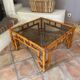 Coffee table Roche Bobois, 1970, rattan and smoked glass